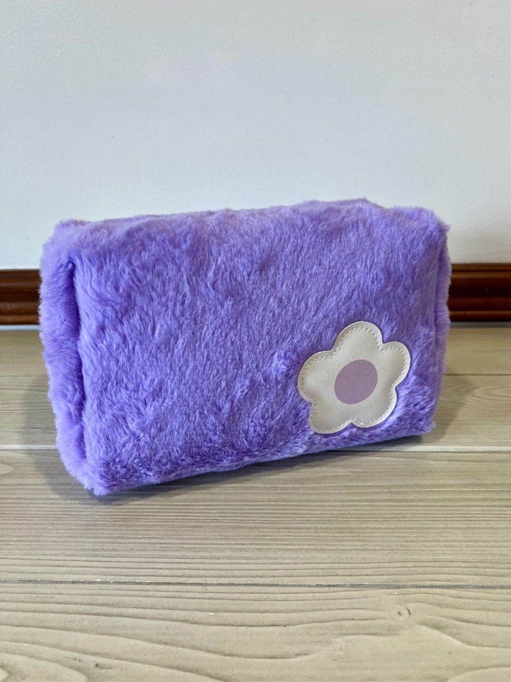 Original Squishmallows Faux Fur Cosmetic Bag - Lavender